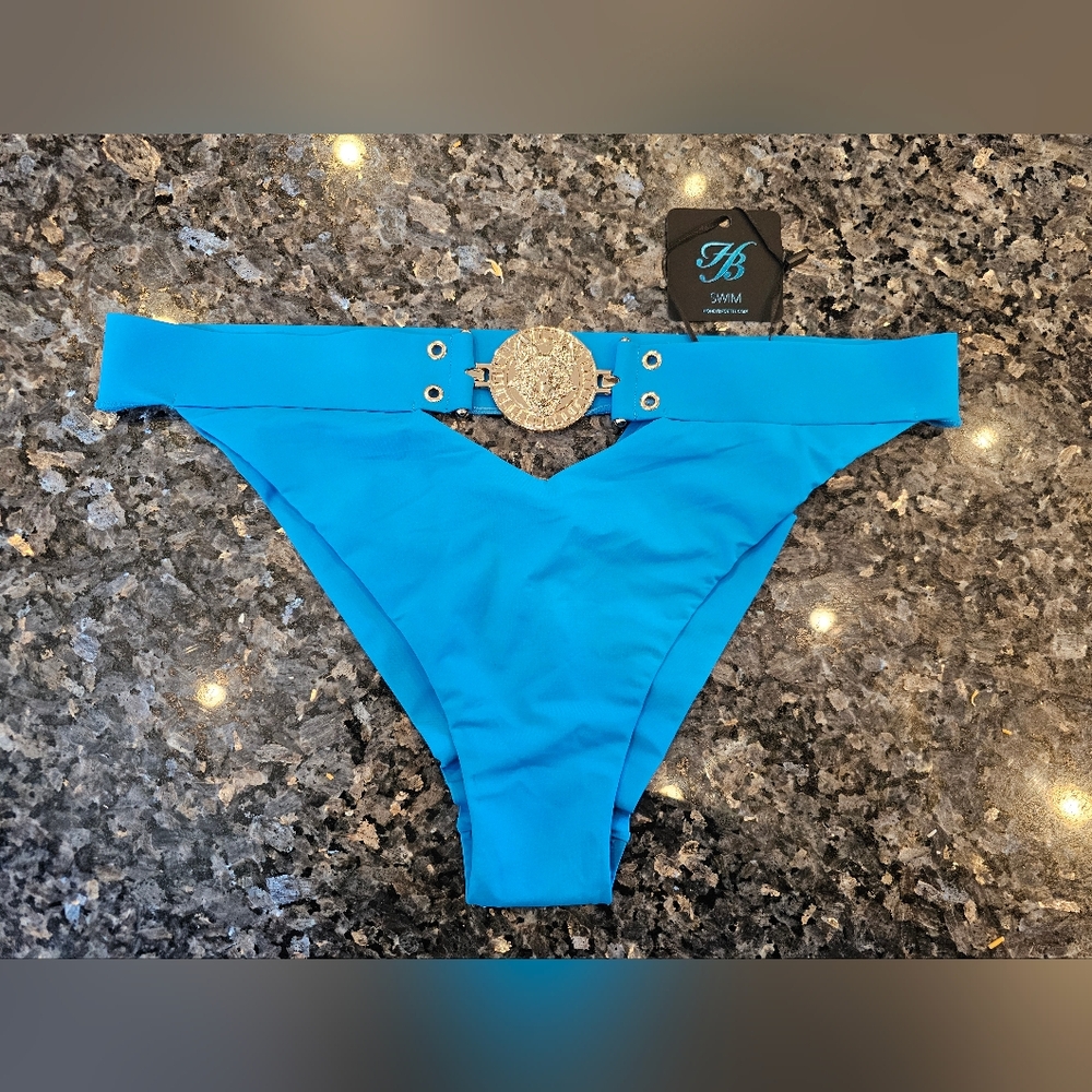Honey Birdette Brooklyn Swim Brief Blue Size Large NWT